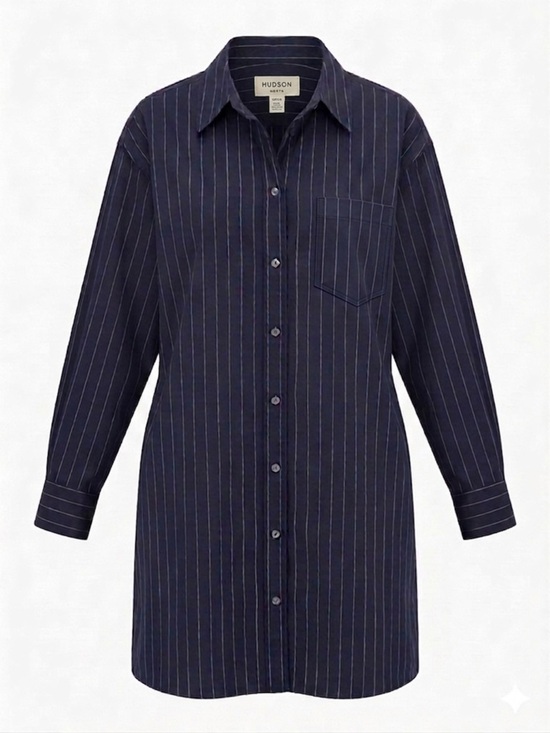 Hudson North Dresses & Skirts - Hudson North Navy Blue Pinstripe Shirt Dress 100% Cotton XL Oversized/Relax fit